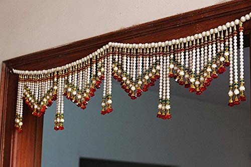 Image of Bandhanwar Traditional Door Hanging Toran for Door Diwali Celebration Beads Toranam Hanging Diwali Pooja Room Toran (3 feet, Multicolour)