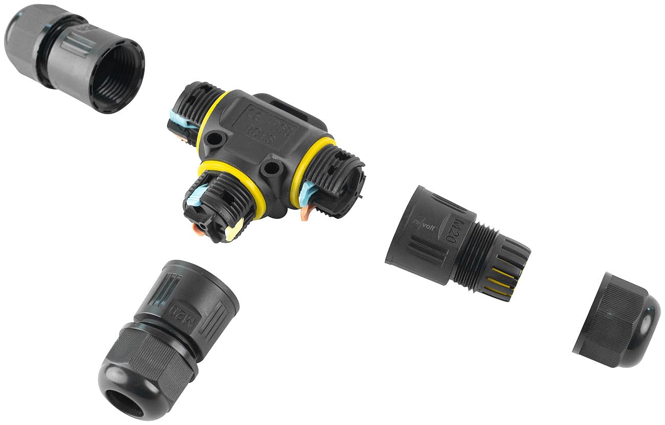 revolt Kabelverbinder IP68: 12er-Set wasserdichte 3-Wege-Kabelverbinder, für ? 3-12 mm Kabel (Mehrwege, Kabelmuffen)