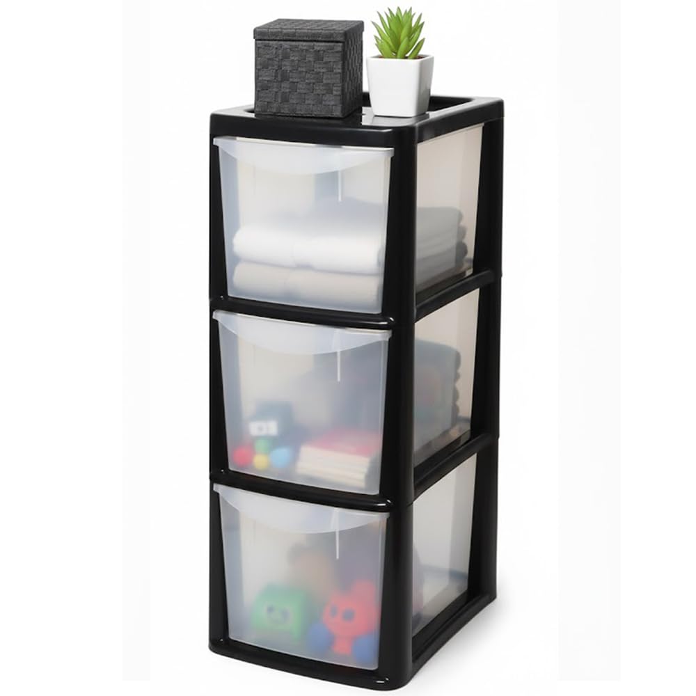 SIDSONS 3 Drawer Plastic Storage Organizer tower unit | Storage Drawers Desktop Table Small | Chest of Drawer Bedroom Small Cosmetics Stationary Organizer for Table Storage Solution 3 Tier — image 1