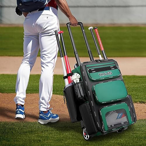 Bolsa de béisbol con ruedas para bates con gancho de valla integrado 6