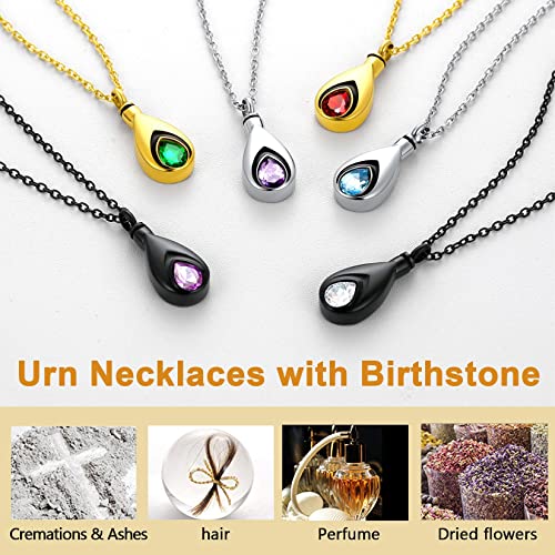 U7 Fashion Urn Necklace For Ashes Men Women Black Plated Stainless Steel Keepsake Urns Pendant With May Birthstone, Emerald Green Teardop Necklace #TOP5