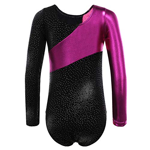 One-Piece Gymnastics Leotard Stripe Starry Sky Long Sleeves Athletic Dancing Leotard for Little