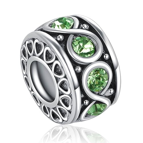 SBI Jewelry Abalorio espaciador infinito rosa verde compatible con pulsera Pandora para mujeres y niñas, azul brillante, rojo, plata transparente, abalorio de amor, cumpleaños, aniversario, Cuero