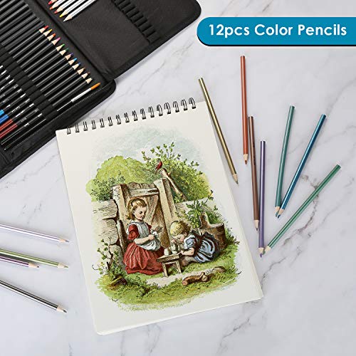 AGPTEK Drawing Pencils Set 76-Piece Art Supplies Kit: Sketch Pencils, Charcoal Pencils, Watercolor Pencils, Metallic Colored Pencils for Kids, Adults, Artists, Beginners - Image 5
