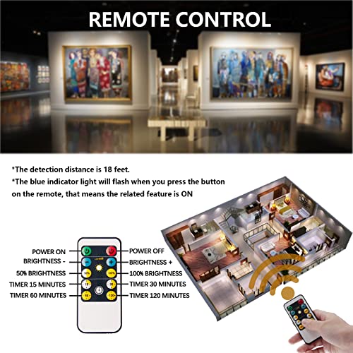 Image of Battery Operated Spotlights, Cordless Picture Light, Dimmable Accent Lighting, Wireless LED Puck Lights, Stick on Lights with Remote for Plant Photo Painting Art Dartboard Portrait