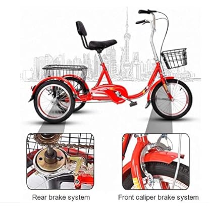 3-Rad-Dreirad für Erwachsene mit abnehmbarem Korb 20-Zoll-Räder Trike für Senioren Männer und Frauen Dreiräder Cruise Bike Dreirad-Heimtrainer für Freizeit- und Einkaufsfahrräder-20 Zoll_Schwarz – Bild 3
