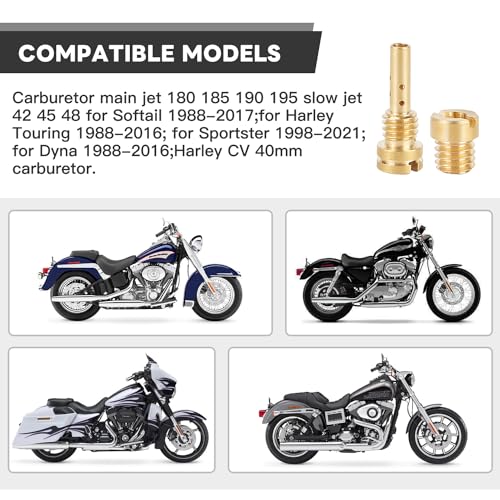 Senjwarm SJ-7X8#180+15X5.5#42-7PCS Carburetor Main Jet For Harley Cv40 Softail 1988-2017 Harley Touring 1988-2016 Sportster 1998-2021,Replace 27490-04 27465-04 27421-99C thumb #2