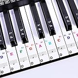 【Pegatinas universales para piano】 Nuestras pegatinas para teclas de piano incluyen 52 pegatinas de colores para teclas blancas y 36 notas para teclas negras, que son adecuadas para la mayoría de los teclados electrónicos y de piano. Adecuado para un juego completo de pianos de 37/49/54/61/88 teclas.