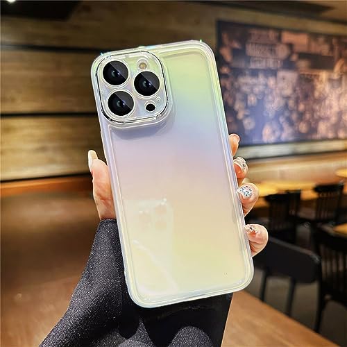 Coque iPhone 12 Pro Max arc-en-ciel semi-transparente avec verre de protection objectif