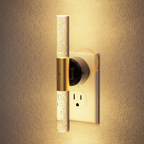 Image of JandCase Night Light Rotating, Night Lights Plug into Wall, 3000K Acrylic Bubble Soft Light with Auto Light Sensor, 0-100LM Adjustable Brightness for Bedroom Bathroom Hallway
