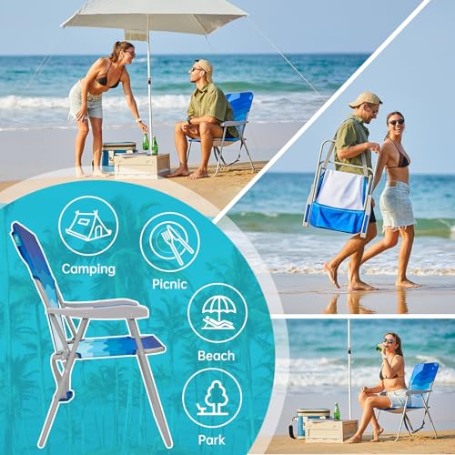 Image of #WEJOY Folding Beach Chairs for Adults, High Back Lightweight for Camp Lawn