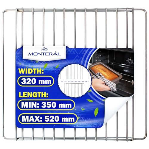 Verstellbarer Gitterrost für Backofen mit einer Tiefe von 320 mm und einer Breite von 350 mm bis 520 mm - Universell für Viele Marken von Ofen - Garantie 10 Jahre - MONTERAL Verstellbarer Gitterrost für Backofen mit einer Tiefe von 320 mm und einer Breite von 350 mm bis 520 mm - Universell für Viele Marken von Ofen - Garantie 10 Jahre - MONTERAL
