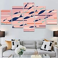 SIGNWIN 5 Panel Canvas Wall Art Modern Art Decorative Elements Fun Illustration Illustrations Kids Multicolor for Home Decorations Ready to Hang - 60