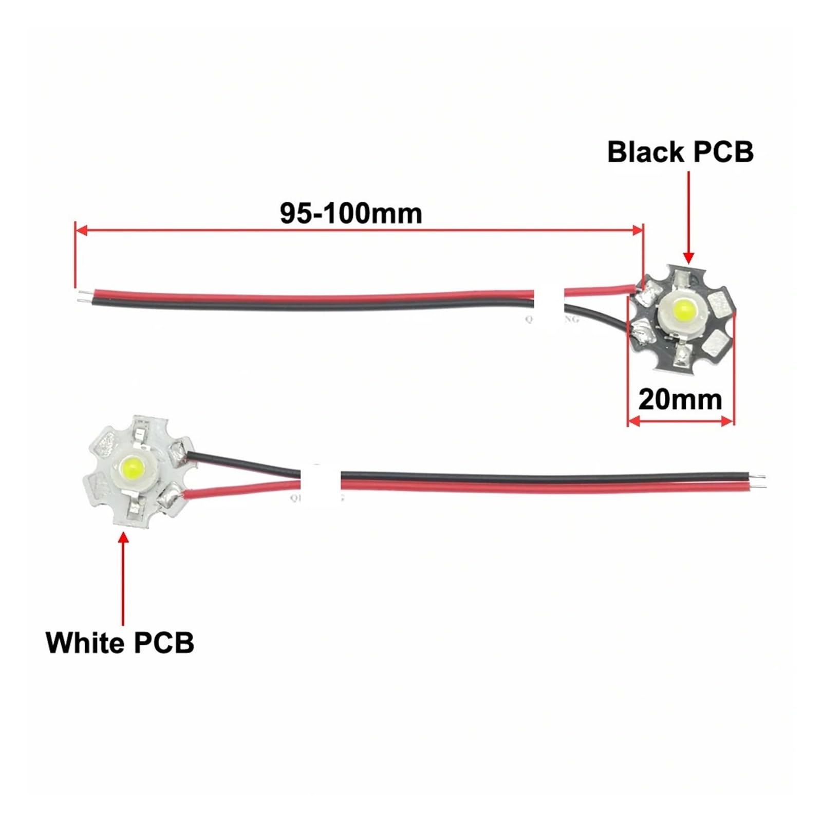 5pcs 1W 3W High Power LED Diodes Pre-soldering 10cm Wire With 20mm Star PCB White Warm Deep Red Green Royal Blue Yellow UV Color(Yellow 2000K,3W 20mm White PCB)