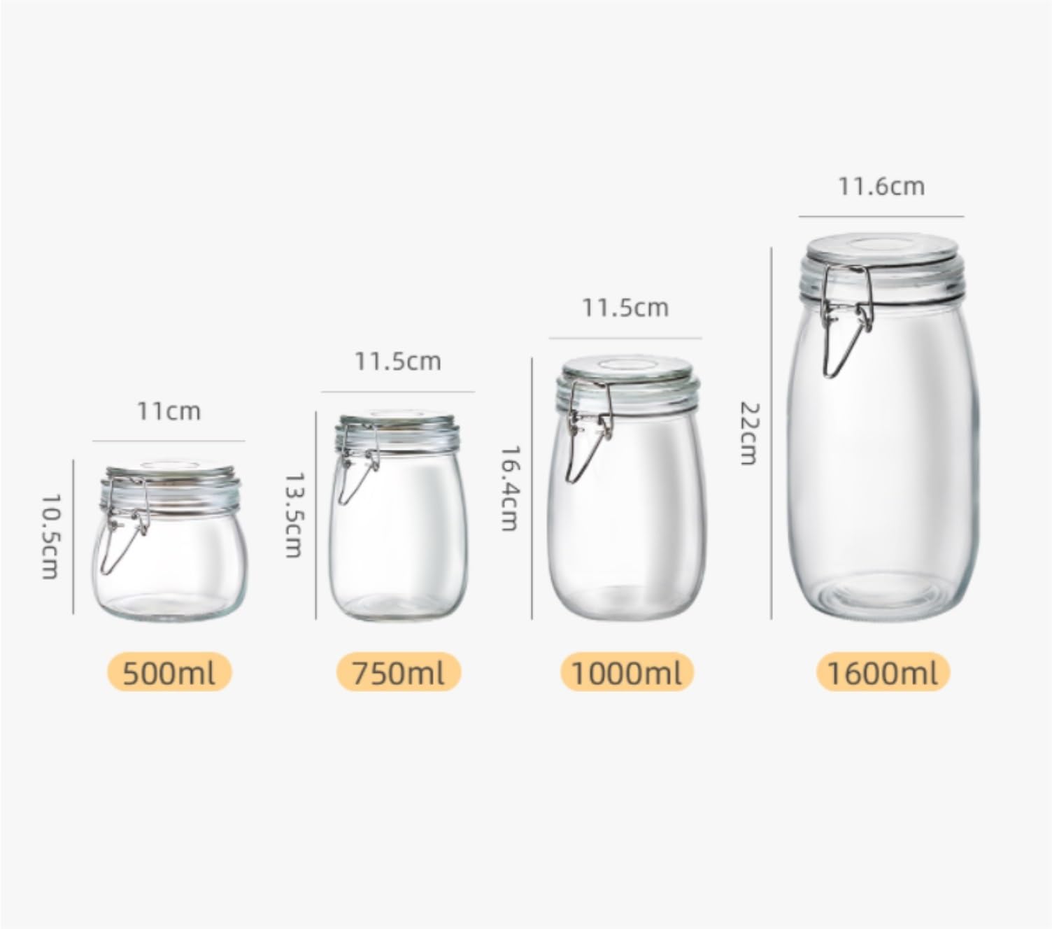 Vorratsgläser mit Deckel Set Mit 2 Vorratsgläsern Aus Glas Luftdichten Klemmdeckeln for Pickle Aufbewahrungsgläser Küche(750ml)