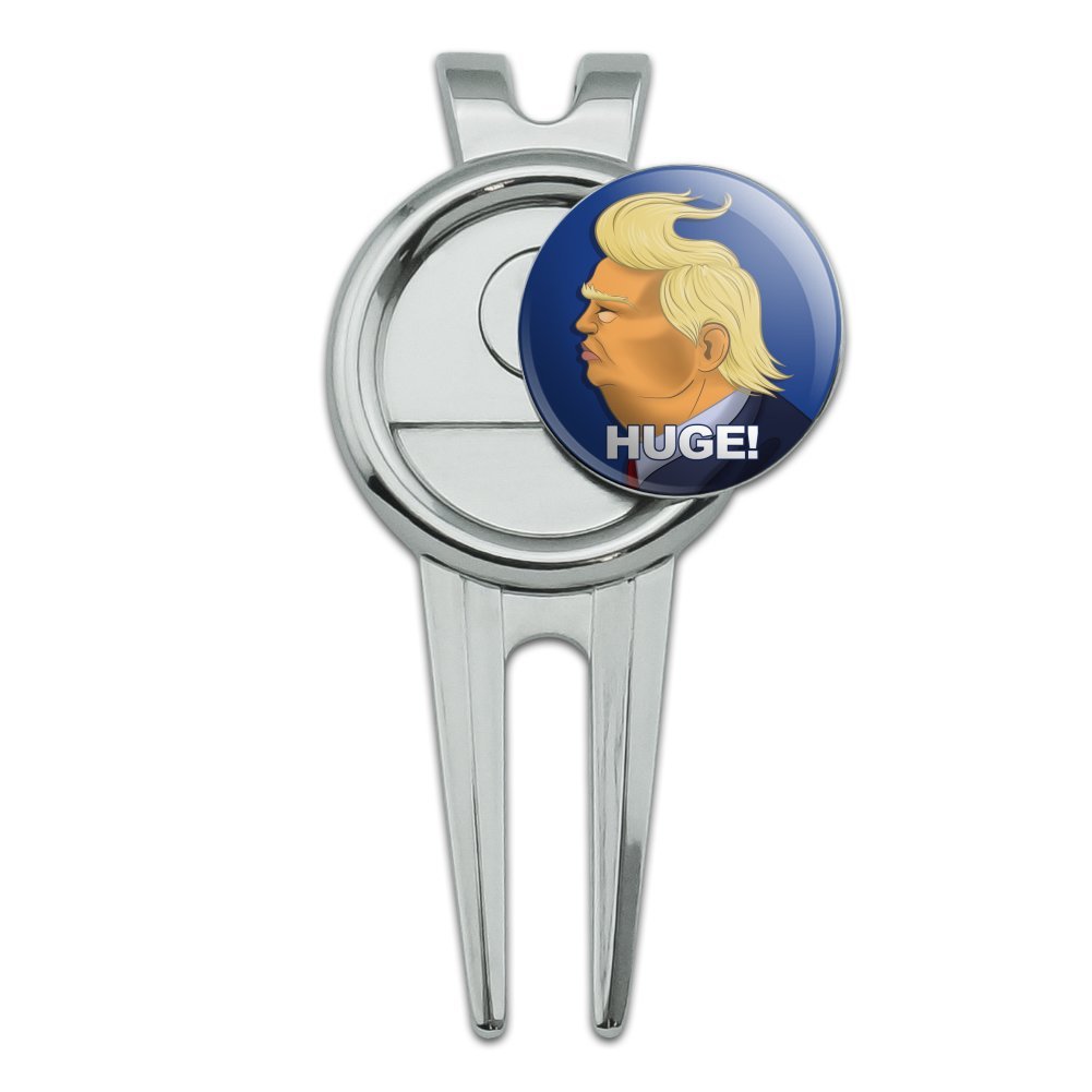 GRAPHICS & MORE Huge! Donald Trump Caricature with Wind Blowing Hair Funny Golf Divot Repair Tool and Ball Marker