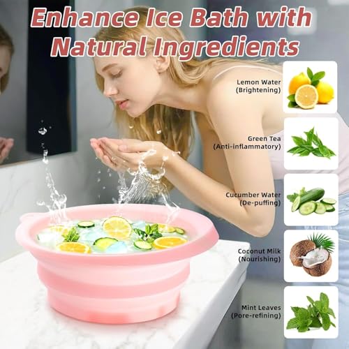 Image of ESZAZX Ice Roller for Face Massager | Cooling Facial Roller for Men & Women | Reduces Puffiness, Dark Circles & Swelling | Reusable, Durable Tool for Glowing Skin (Pink Face Bowl)