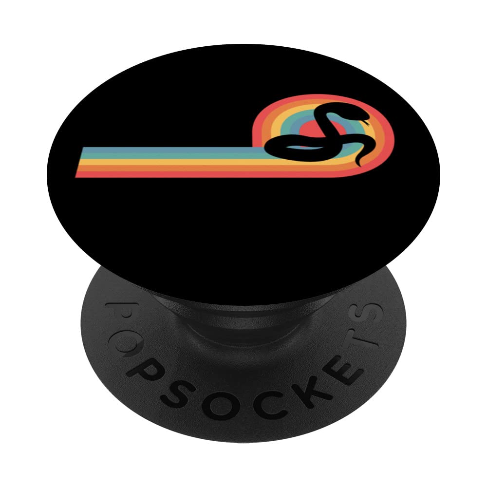 Snake - Sunset Retro Slither Serpent Cobra Herpetologist PopSockets Swappable PopGrip, Black
