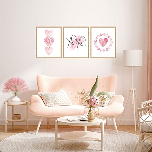 Whaline 6Pcs Valentine's Day Wall Art Prints Pink Heart Love Posters Sweet Watercolor Canvas Art Painting Unframed Romantic Posters For Valentines Wedding Home Room Gallery Decor, 8 X 10 Inch #TOP5