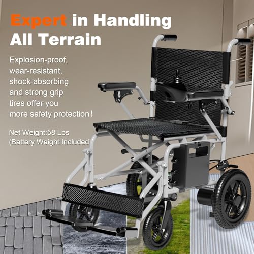 Image of HASSKY Electric Wheelchairs for Adults, Foldable Power Wheelchairs 15+ Miles Long Travel Range for All-Terrain, Durable Motorized Wheelchair for Seniors, Grey