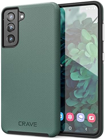 Crave Dual Guard for Galaxy S21 Case, Shockproof Protection Dual Layer Case for Samsung Galaxy S21, S21 5G (6.2 inch) - Forest Green