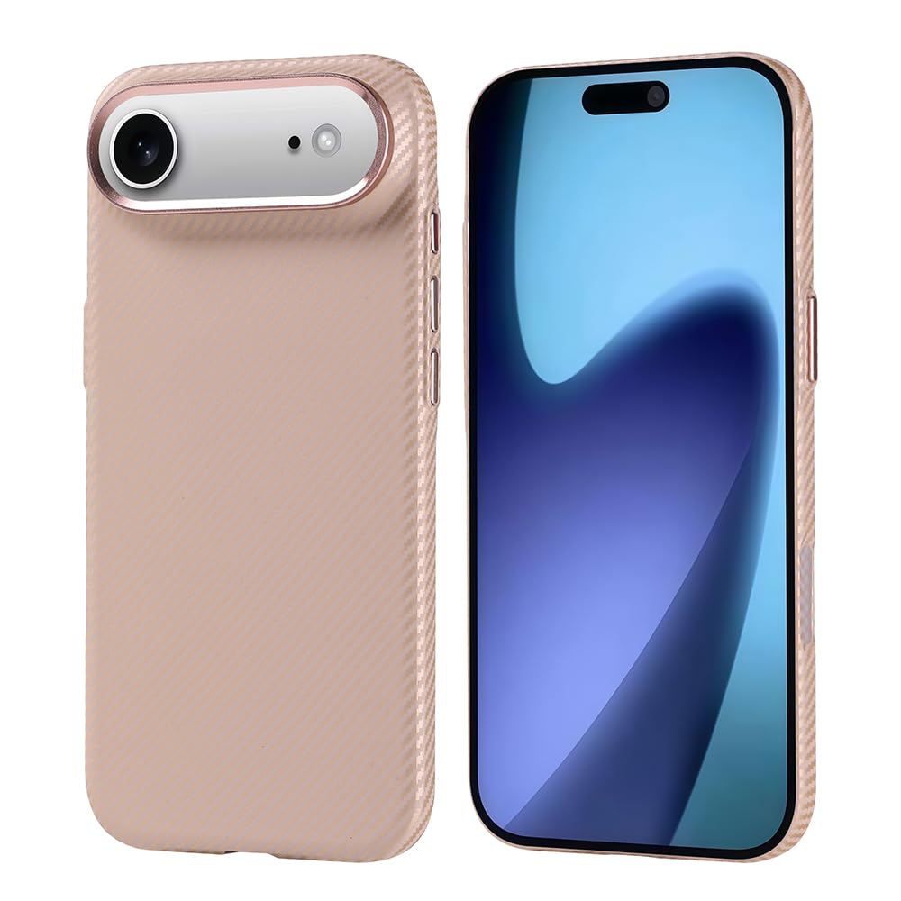 Zore Apple ile uyumlu iPhone 17 Air Kılıf M-safe Şarj Özellikli Karbon Fiber Görünümlü Zore Nekst Kapak Bej