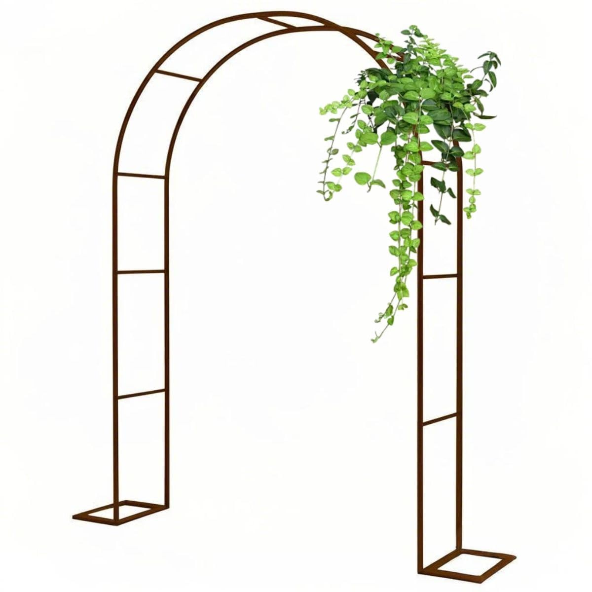 Arche de mariage en métal noir avec base antirouille - Pergola treillis pour plantes grimpantes et intérieur/extérieur - Pour décoration de fête de mariée - 40 cm de profondeur - Marron - 230 x 200 cm