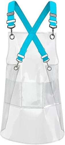 Delantal para estilista de cabello MIKI WELL para salón, barbero, atrezzo cruzado, delantal impermeable de trabajo con 3 bolsillos (58 cm ancho x 65