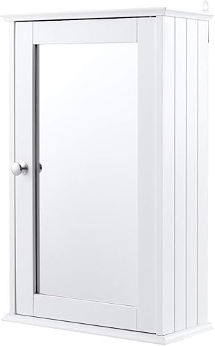 Miniatura 3 de SPSUPE Armario de baño con espejo, gabinete de almacenamiento montado en la pared, botiquín con puerta individual, gabinete multiusos para baño,