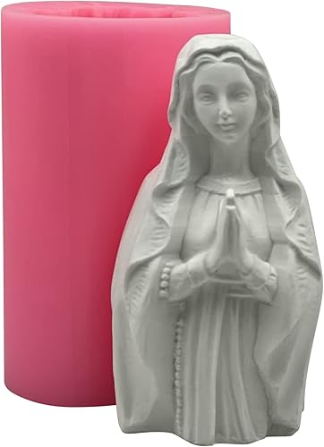 Monqui Molds Molde de silicona artesanal de vela de escultura de diosa Virgen María de media longitud