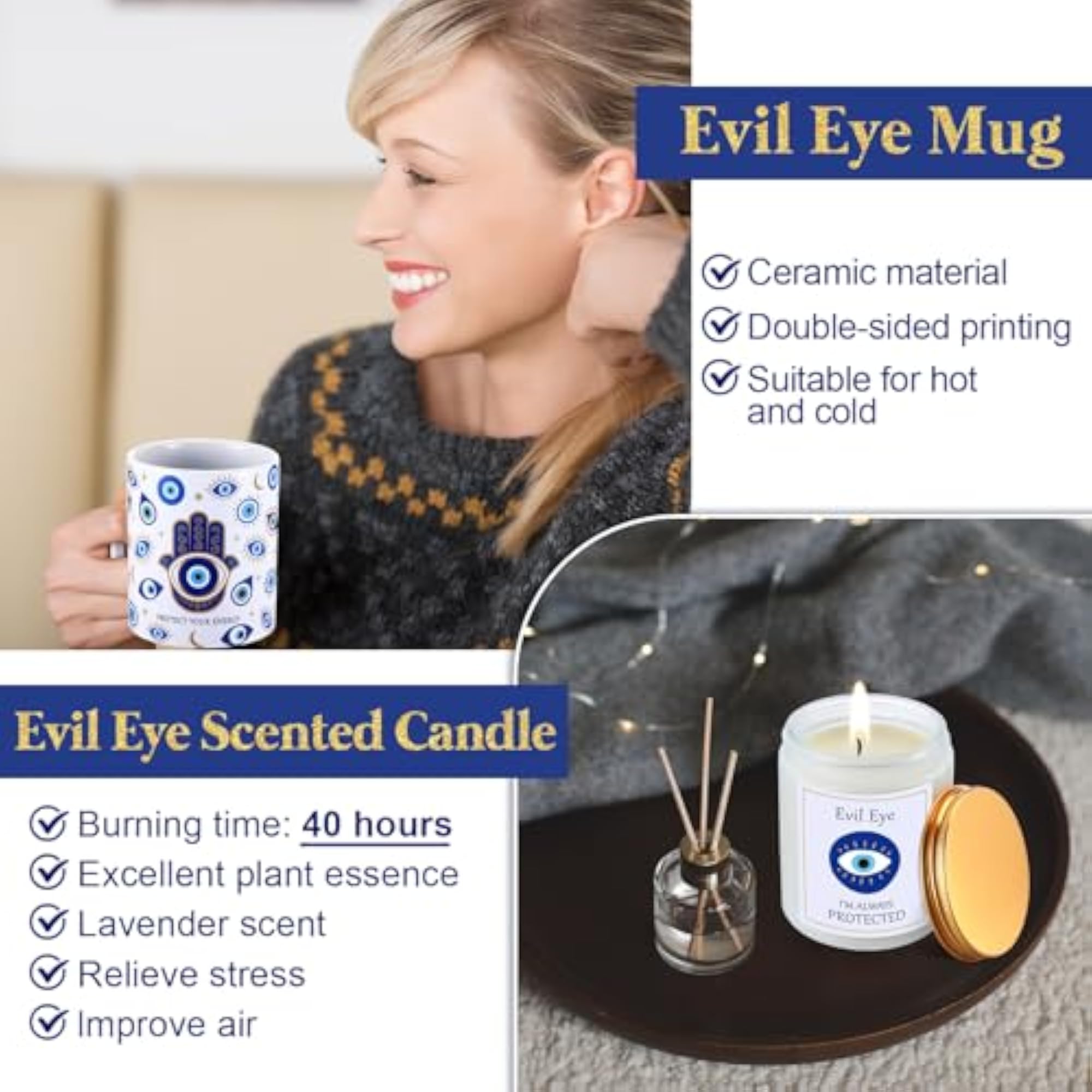 8 Pcs Evil Eye Gift Set for Women, Christmas