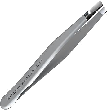 STALEKS PRO Expert 10 Precision Eyebrow Tweezers, Wide Slanted Tips