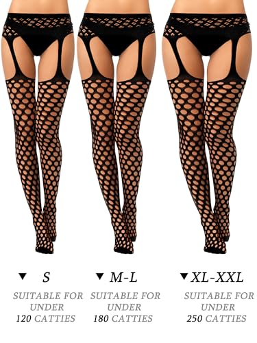 Women Fishnet Thigh High Stockings Suspender Pantyhose Lingerie Garter Belts Tights for Women Girls3