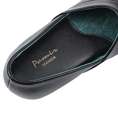 Pamir Men's Genuine Leather Opera Slippers With Memory Foam Insole And Leather Outsole Size Us 9 M Black #TOP2