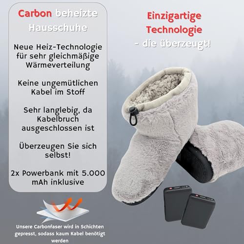 Beheizbare Hausschuhe für Damen in Grau Northheat, EU Schuhgröße 37-38