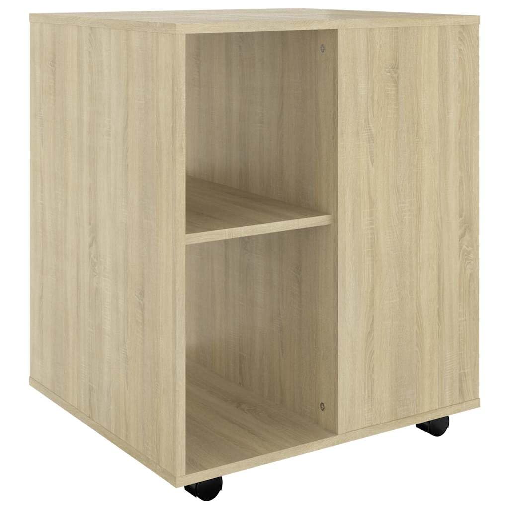 Hothingwell Sonoma dębowa szafka na kółkach 60x53x72 cm, szafka biurkowa z drewna inżynieryjnego z prostokątnym blatem do drukarki i akcesoriów, zamykane kółka