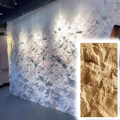 Paneles de pared 3D, paneles de revestimiento de pared con efecto piedra para sala de estar y dormitorio, decoración de revestimiento de pared de hotel, 60 mm de grosor, 5 paquetes