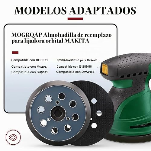 Miniatura 5 de 2 Discos De Lijado De 5 Pulgadas, Lijadora Excéntrica, Almohadilla De Lijado De 8 Agujeros Y Almohadilla De Lijado Como Pieza De Repuesto Para Makita Bo5031, M9204, Bo5041 Para Dewalt 151281-08 Dw4388