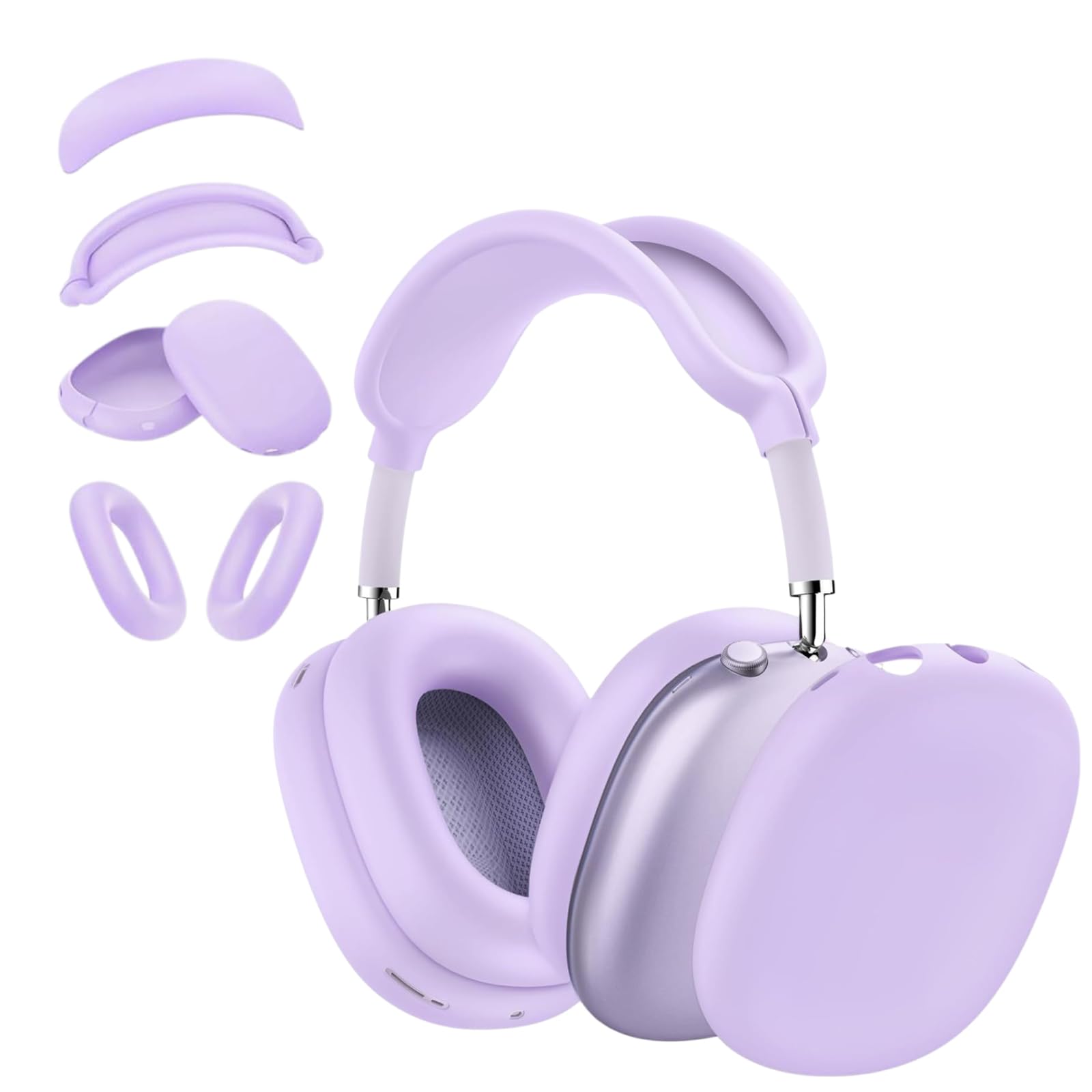 4 in 1 Silicone Case Cover for AirPods Max 2/ AirPods Max Headphones, Anti-Scratch Ear Pad/Ear Cups/Headband/Max Headband Pad for AirPod Max,