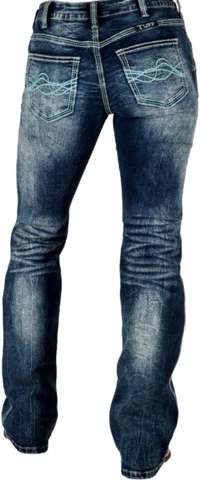 Cowgirl Tuff Western Jeans Womens Turquoise Hurricane Med Wash JTUHBC