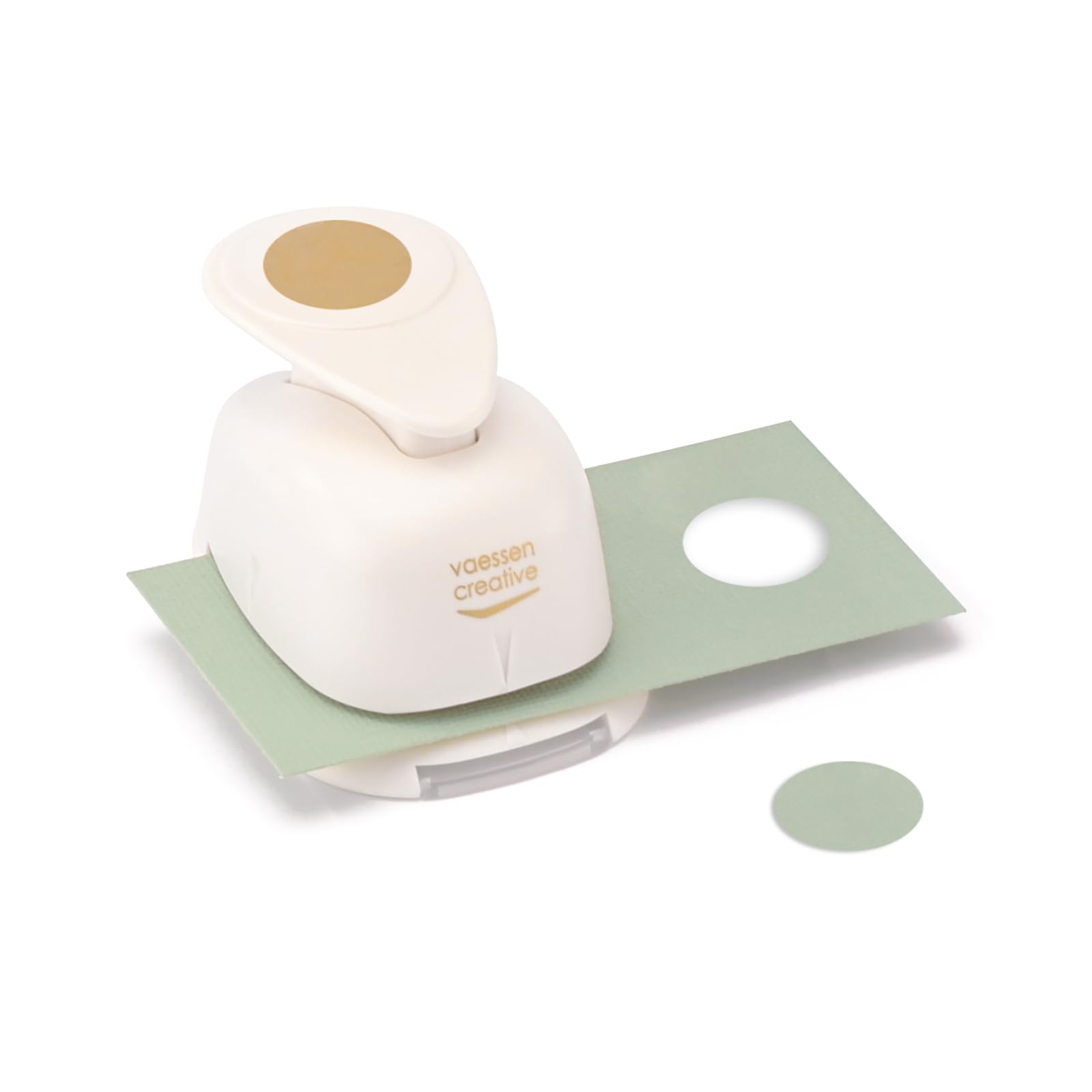 Vaessen Creative Fustellatrice per Carta Set 5 pz-Forme Geometriche-Ø, 2 x 1,9 cm, 1,8 cm, 2,3 1,8 x 2,5 cm-Accessori per Fai da Te, Scrapbooking e Biglietti, Bianco-Oro, Vari, 5 unità