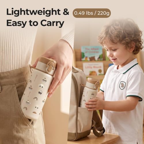 Evorie Botella de Agua para Niños de Acero Inoxidable Aislada de 13 oz con Pajilla, Edades 3+ miniatura 5