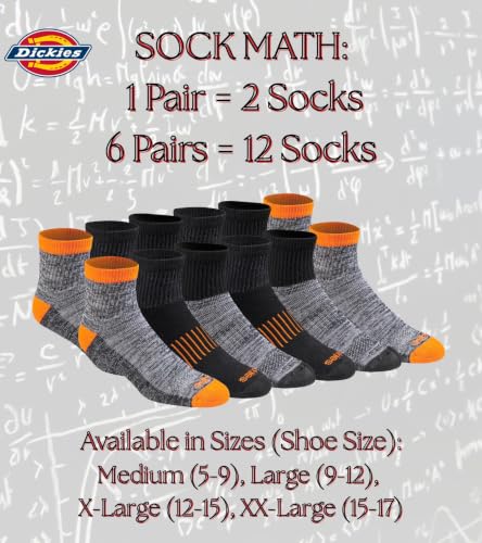 Image of Dickies Men's Dri-Tech Moisture Control Quarter Socks, Available in M-XXL (6, 12, 18 Pairs)