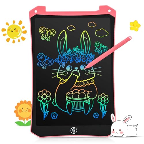 EooCoo 10 Inch LCD Writing Tablet for Kids Girls Toys Toddlers Drawing Tablet Erasable Reusable Colors doodle board Mess Free Coloring Travel Essential Educational Toys for 3-6 7-8 Years Old Kid Pink