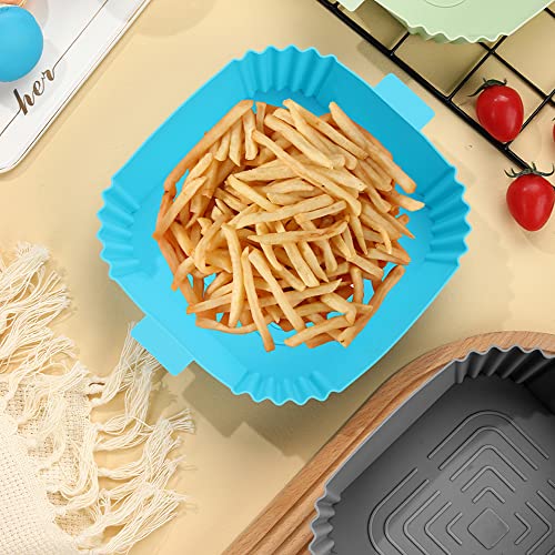 Image of 2 Pack Air Fryer Silicone Liners for 3-6QT, LYHOLKEER 7.6inch Square Silicone Airfryer Liners Reusable for 4 4.4 4.5 5 5.3 5.5 5.8QT, Air Fryer Accessories Replacement for Parchment