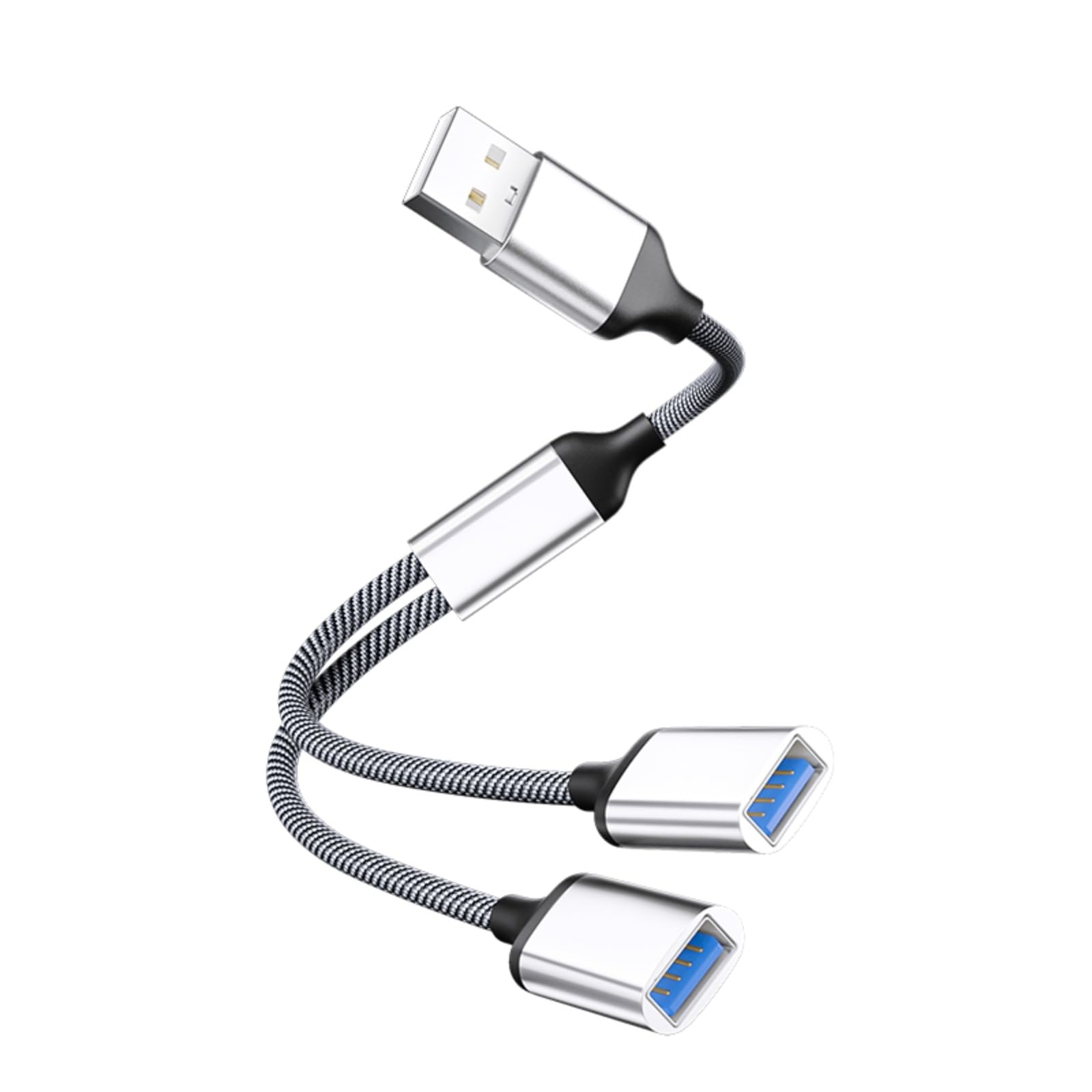 USB 分岐ケーブル 二股 1オス2メス Y字ケーブル ナイロン編み ポート 拡張 延長 分配 充電 データ転送用 スプリッタ Mac/Windowsシステムに対応
