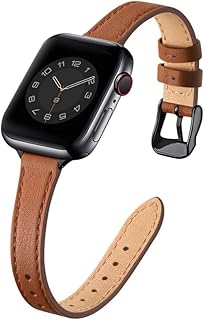 WFEAGL Pulseira de Couro Fina Compatível Com a Pulseira Para Apple Watch 38mm 40mm 41mm 42mm 44mm 45mm 49mm, Pulseira de Couro Fina Para iWatch Ultra SE Série 9/8/7/6/5/4/3/2/1