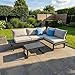 greemotion - Gartenlounge-Set Samoa Aluminium-Holz-Optik inkl. Auflagen & Tisch 155x70x63 cm - Lounge-Set wetterfest - Für Garten & Terrasse - modern, schwarz