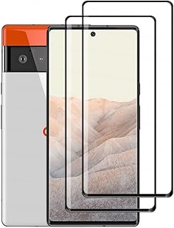 فرونجرت واقي شاشة لهاتف جوجل بيكسل 6 برو درجة صلابة 9 تغطية كاملة بدون فقاعات بصمة غشاء من الزجاج المقسى مقاوم للخدش لموبايل اسود عبوة واحدة .