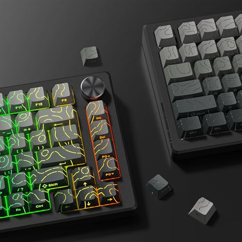 Womier キーキャップ 98キー 等高線4.0 ダブルショット PBT 光透過 キーキャップ サイド彫刻 Cherry プロファイル MX メカニカルキーボード用 Cherryキーキャップ